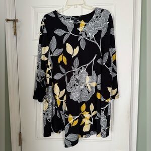 Alfani Black and Gold Floral Top
